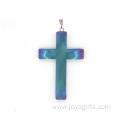 Wholesale Fashion Jewelry Ethnic Iridescent Hematite Cross Pendant with Toggle Clip